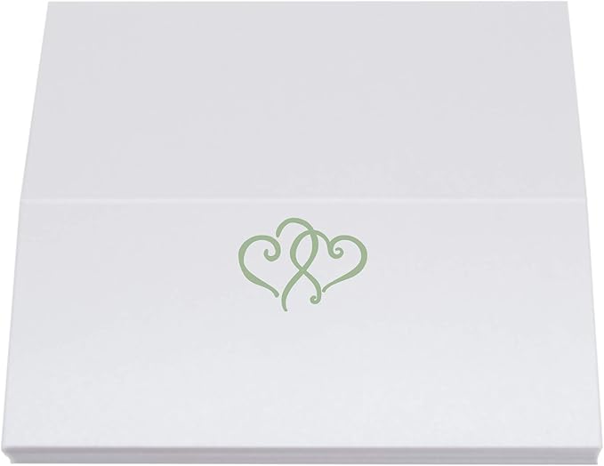 Linked Hearts Place Cards, Sage (Choose Color), Set of 60, Pre-cut and Scored - Wedding, Party, Dinner, and Special Events - Made in the USA