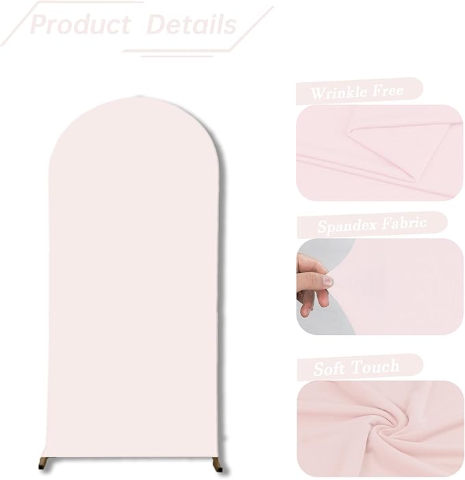 bricia Wedding Arch Backdrop Stand Cover, 5FT Double Sided Stretchy Arch Cover Fitted Wedding Birthday Party Banquet Decoration (Blush Pink 60''Lx25.2''W)