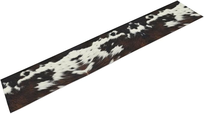 Cow Print Table Runner, Brown Cowhide Print Western Style Table Runner Country Farmhouse Cottage Cow Patten Table Decoration for Home Kitchen Dining, 13x90 Inch