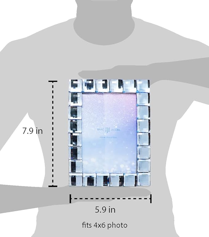 Isaac Jacobs Decorative Sparkling Light Blue Jewel Picture Frame, Photo Display & Home Décor (4x6, Light Blue)