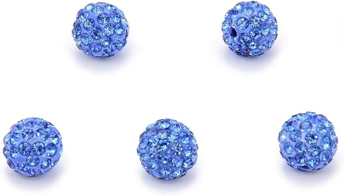 25pcs Adabele Grade A Suncatcher Crystal Rhinestone Pave Loose Beads 12mm Light Sapphire Blue Polymer Clay Disco Ball Spacers Compatible with Shamballa All Craft Jewelry Making DB12-14