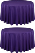 LTC LINENS 2 Pack 108 Inch Round Tablecloth Purple - Great for 48 Inch Round Table Floor Length - Wrinkle Resistant Polyester Fabric Cloth for Wedding
