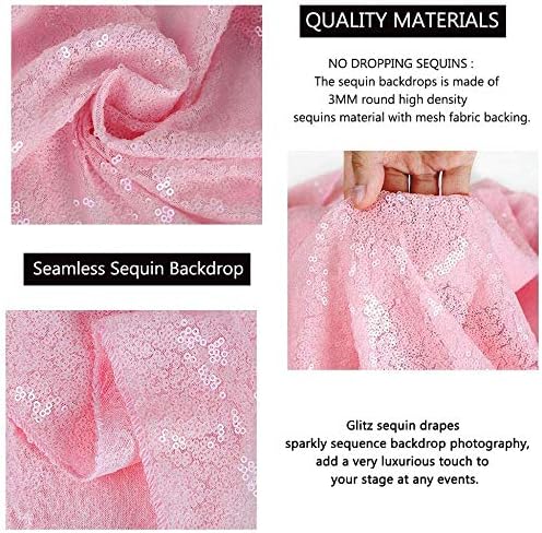 Eternal Beauty Pink Sequin Backdrop, 6x6 Ft Glitter Background Curtains for Shimmer Photography Party Wedding Birthday Back Drop Decor