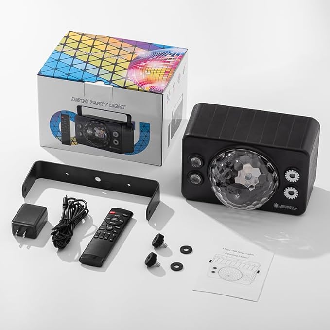 Disco Ball Light Party Lights DJ Disco Lights LED Stage Strobe Light Sound Activated with Remote Control for for Parties Xmas Club Bar Gift Birthday Rave Holiday Christmas Dance Room