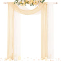 Socomi Wedding Arch Draping Fabric 29" x 20Ft 2 Panels Champagne and Cream Sheer Outdoor Curtain Drapes Extra Long for Bridal Baby Shower Birthday Party Decor