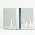 JINMURY Sliver Wedding Table Numbers 1-10 with Stands, 5"x7" Sliver Mirror Acrylic Table Numbers for Wedding Reception(Sliver Mirror White Font, Number 1-10, 5"x7")