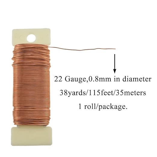 HAHIYO 22Gauge Rose Gold Floral Wire - 38Yards (115Feet) Flexible Paddle Wire for Crafts, Christmas Wreaths, Tree, Flower Arrangement, Bouquet Wrapping, Wedding DIY