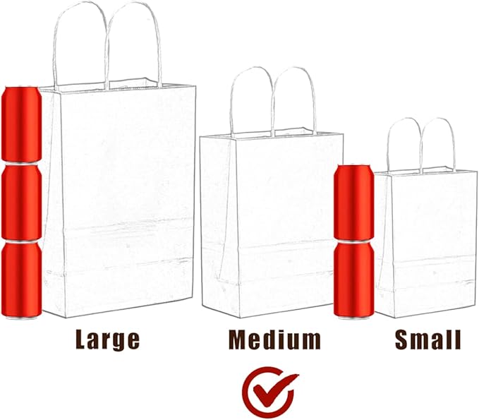 qiqee 100-Packs Brown Paper Gift Bags with Handles Bulk 7.6"x4.75"x10.5" Medium Size Gift Bags Multiple Uses