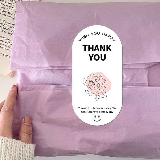 500 Pieces Sealing Large Thank You Stickers, Large Gift Flower Decorative Wrapping Stickers, Suitable for Boxes and Bags Outer Labels Seal Decals Gift Boxes Decoration. (Grateful Petals)