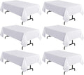 sancua 6 Pack White Tablecloth 60 x 102 Inch, Rectangle Table Cloth for 6 Feet Tables - Stain and Wrinkle Resistant Washable Polyester Table Cover for Dining Tables, Buffet Parties and Camping