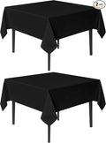 sancua Black Square Tablecloths 54x54 Inch, 2 Pack - Fabric Table Cloth for Square or Round Tables, Washable Polyester Table Cover for Dinner, Holiday Party, Decorative Display Tables