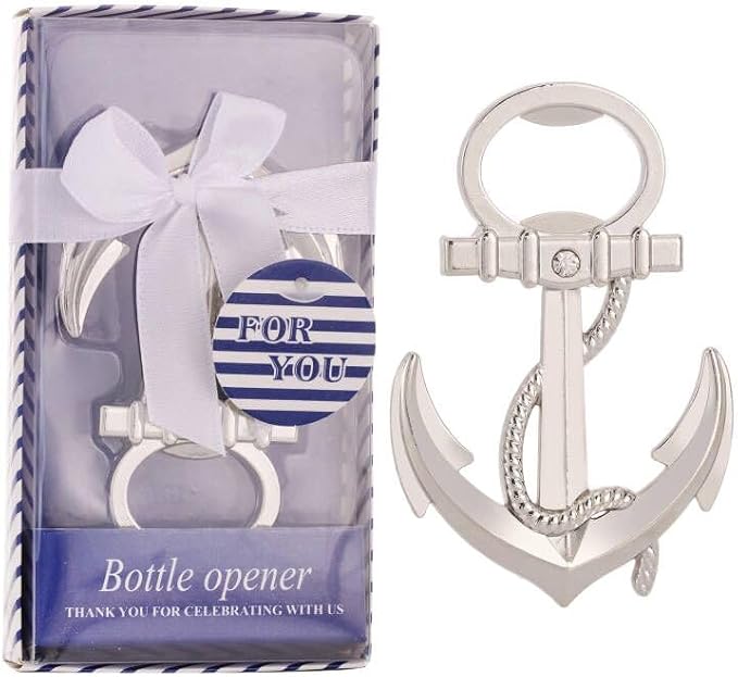 24 PCS Nautical Themed Anchor Party Favors Beer Bottle Opener Party Souvenirs with Exquisite Packaging for Wedding Party Favors Gift & Decorations Bridal Shower Party Souvenirs (Anchor, 24)