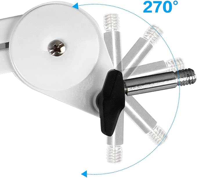BOMGE Microphone Boom Arm Mic Stand Adjustable Clip Studio Suspension Scissor Arm Mount for Blue Snowball, ICE, Blue Yeti,Radio Broadcasting and Game (white)