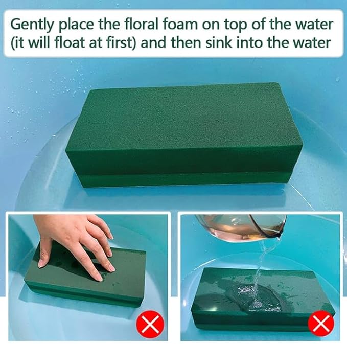 3 PCS Wet Floral Foam Blocks for Fresh Flowers, Each (5.5"L x 3.1"W x 1.7"H) Green Foam for Flower Arrangements, Florist Bricks for Weddings, Birthday Gifts, Crafts and Garden Decorations