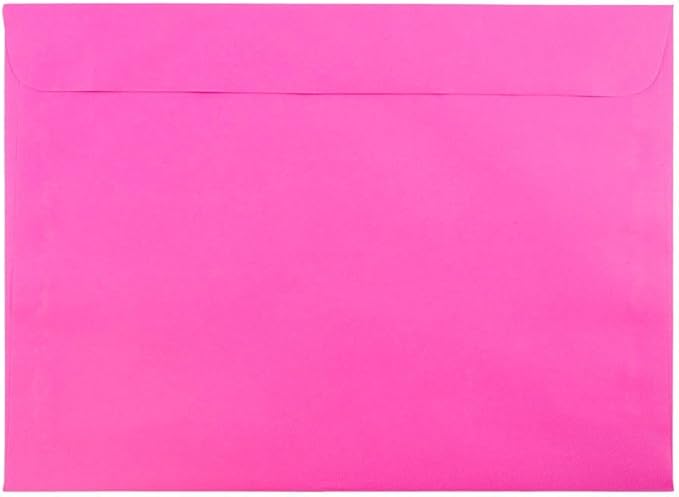JAM PAPER 9 x 12 Booklet Colored Envelopes - Ultra Fuchsia Hot Pink - 50/Pack