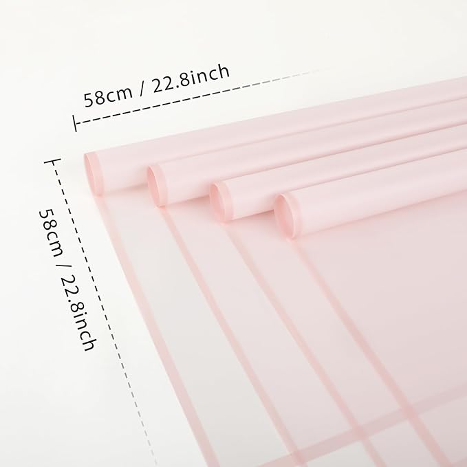 NESCCI 20 Sheet Flower Wrapping Paper - Waterproof Floral Bouquet Wrapping Paper, Florist Supplies Packaging Paper for Wedding Birthday Gift DIY (Translucent Pink)