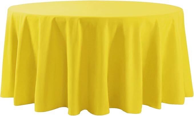 120 inch Round Tablecloth Washable Polyester Table Cloth Decorative Table Cover for Wedding Party Dining Banquet（120 inch,Yellow）