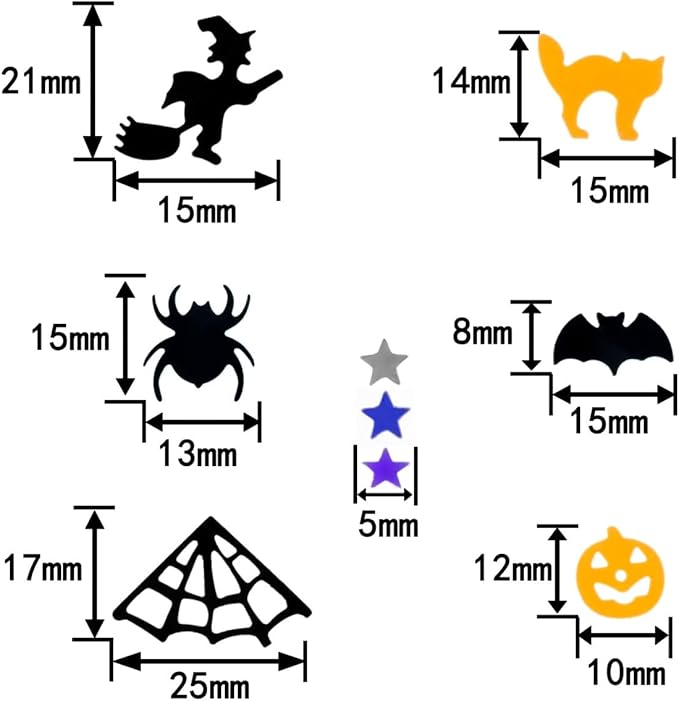 Halloween Party Glitter Pumpkin Spider Web Bat Plastic Foil Metallic Sequin Confetti Sprinkle for Table Decoration, 60g