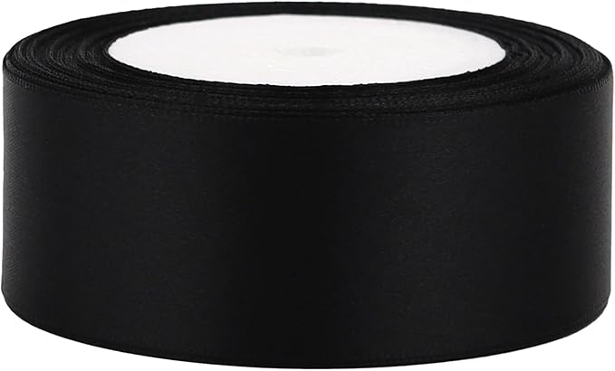 Black Solid Satin Ribbon 1-1/2 Inch 25 Yards Solid Polyester Fabric Ribbon for Gift Wrapping Wedding Christmas Baby Shower Birthday Party Decoration Handmade Immortal Flower Craft