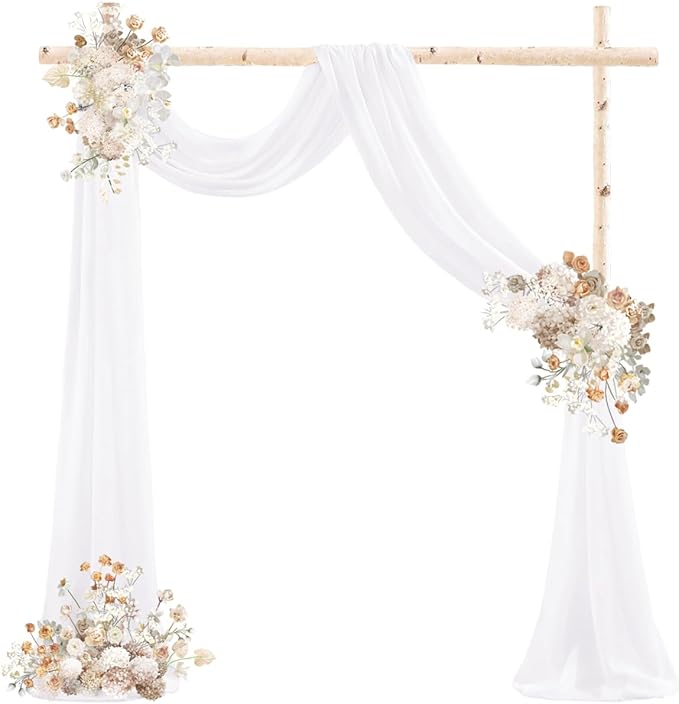 White Wedding Arch Draping Fabric 29" x 20 FT White Drapes for Backdrop Sheer Curtains Wedding Drapes for Romantic Bridal Baby Shower Decorations Ceremony Birthday Party Fall Outdoor Events