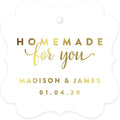 Andaz Press Personalized Fancy Frame Square Wedding Gift Tags, Metallic Gold Ink, Homemade for You, 24-Pack, Custom Made Any Name