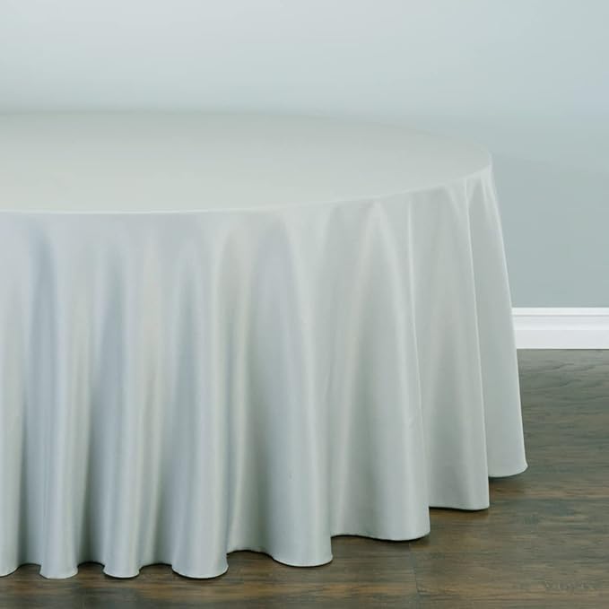 LTC LINENS 10 Pack 108 Inch Round Tablecloths Silver - Bulk for 48 Inch Round Table Floor Length - Wrinkle Resistant Polyester Fabric Cloth for Wedding