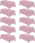 VidaFete Tablecloth 10 Pack 90 * 156inch Rectangle Table Cloth Polyester, Stain Wrinkle Resistant Polyester Dining Table Cover for Kitchen Dinning Party Wedding Rectangular Buffet Decoration(Pink)