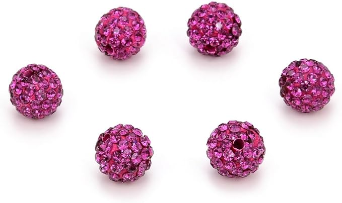 100pcs Adabele Grade A Suncatcher Crystal Rhinestone Pave Loose Beads 8mm Fuchsia Pink Polymer Clay Disco Ball Spacers Compatible with Shamballa All Craft Jewelry Making DB8-22