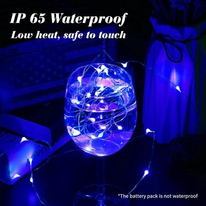 ZGWJ 8 Pack Fairy Lights Battery Operated, 7ft 20 Mini LED Fairy String Lights Silver Wire 3 Modes for DIY, Parties, Wedding, Bedroom, Halloween Christmas Decoration Blue