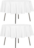 sancua 2 Pack Round Tablecloth 60 Inch White (Fits 20-48 Inch Tables), Stain and Wrinkle Resistant Table Cloth - Washable Polyester Table Cover for Dining Tables, Buffet Parties and Camping