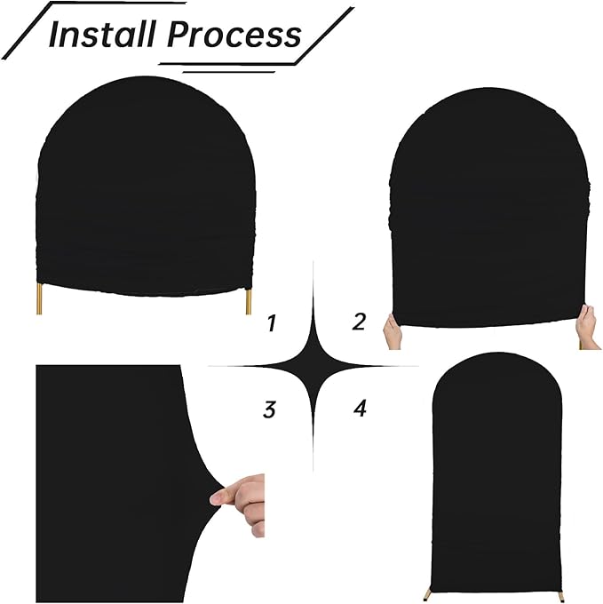 bricia Wedding Arch Backdrop Stand Cover, 7.2FT Double Sided Stretchy Arch Cover Fitted Wedding Birthday Party Banquet Decoration (Black 86.4''Lx48''W)