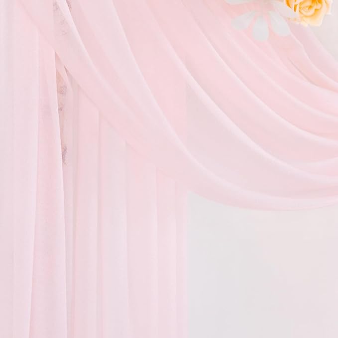 Pink Wedding Arch Draping Fabric 2 Panels 29" x 20 FT Blush Drapes for Backdrop Sheer Curtains Wedding Drapes for Romantic Bridal Baby Shower Ceremony Birthday Party Fall Outdoor Events