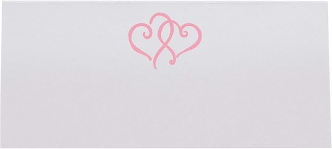 Linked Hearts Place Cards, Pink (Choose Color), Set of 150, Pre-cut and Scored - Wedding, Party, Dinner, and Special Events - Made in the USA