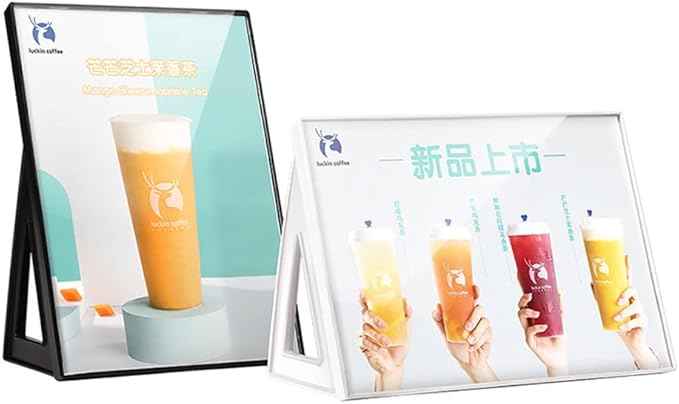 ABS Plastic Sign Holder，Menu Displays L Shape Sign Stand Vertical/Horizontal Use (White A3 297×420mm/11.69×16.54inches)
