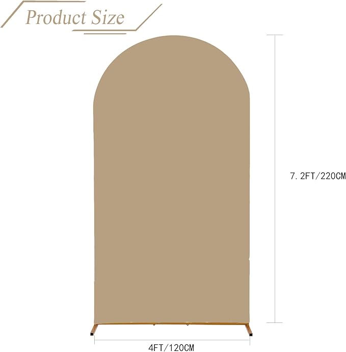bricia Wedding Arch Backdrop Stand Cover, 7.2FT Double Sided Stretchy Arch Cover Fitted Wedding Birthday Party Banquet Decoration (Champagne 86.4''Lx48''W)