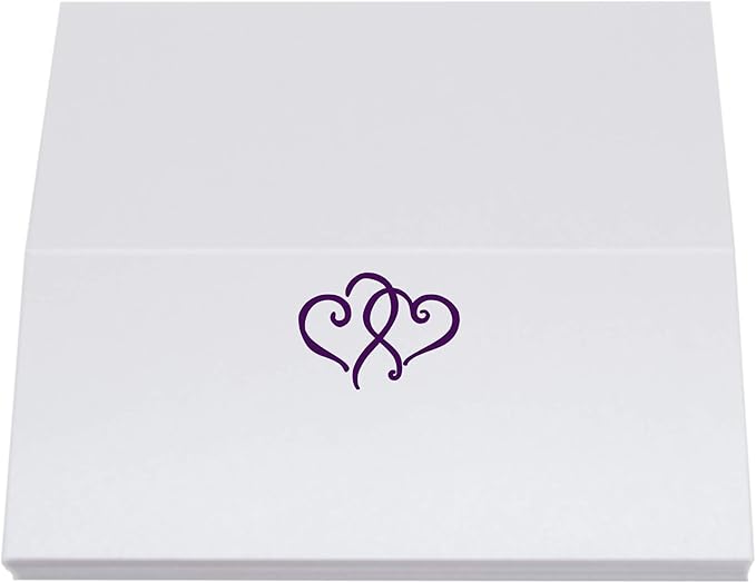 Linked Hearts Place Cards, Eggplant (Choose Color), Set of 150, Pre-cut and Scored - Wedding, Party, Dinner, and Special Events - Made in the USA