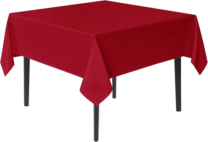 sancua Small Square Tablecloths 36x36 Inch - Christmas Red Table Cloth for Square or Round Tables, Washable Polyester Fabric Table Cover for Nightstand End Bedside Tables
