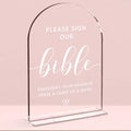 Wedding Decor，Bible Guestbook Sign,5 x 7 Inch Arch Acrylic Sign, Wedding Sign for Ceremony and Reception, Wedding Decorative Signage For Table Decor (White)