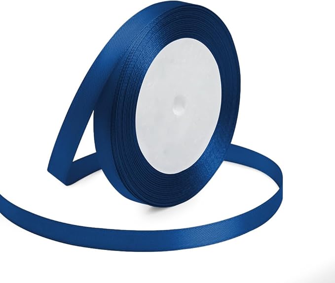 KMER LIFE 3/8 Inches x 25 Yards Navy Blue Satin Ribbon Solid Fabric Ribbons for Crafts, Wedding Decor, DIY Hair Accessories, Sewing, Gift Package Wrapping, Valentine's Day Bouquet and More