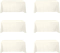 BRILLMAX 6 Pack Ivory Tablecloths for 6 Foot Rectangle Tables 90 x 132 Inch - 6ft Rectangular Bulk Linen Polyester Fabric Washable Cloth Cover for Wedding Reception Banquet Birthday Party