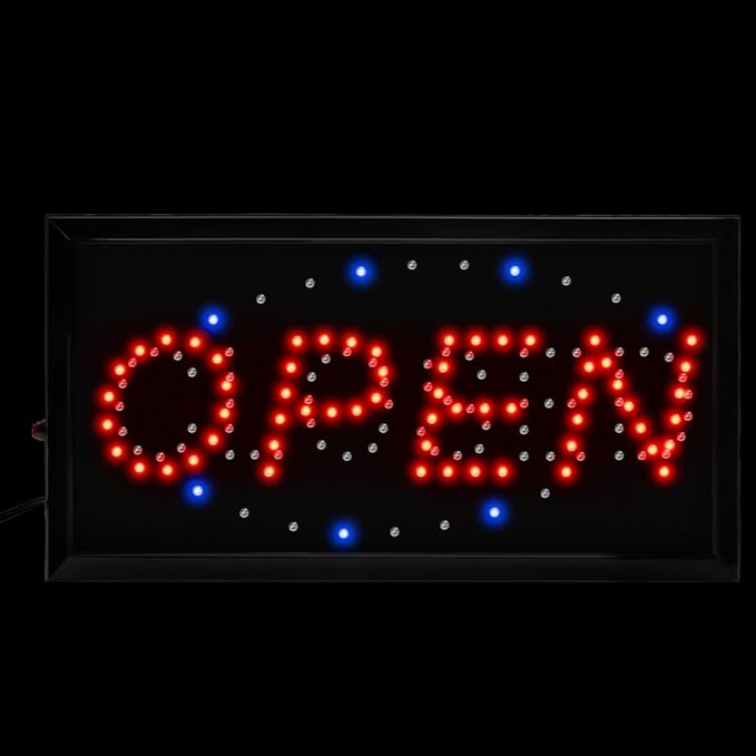 Boshen Led Open Signs Decor for Business Mart Shop Store Bar Cafe Barber ATM Now Open Sign Display On/Off Switch + Chain (2 in 1 Open Closed)
