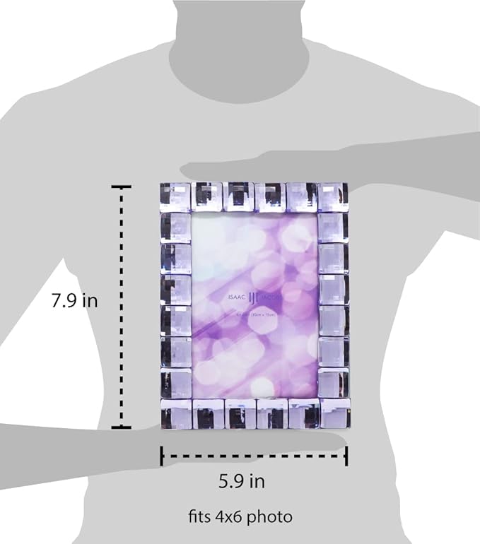 Isaac Jacobs Decorative Sparkling Light Purple Jewel Picture Frame, Photo Display & Home Décor (4x6, Light Purple)