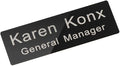 Custom Engraved Name Tag Badge for Business Personalized Identification with Pin or Magnetic Backing Aluminum ID Badge (Black/White, 1" x 3")