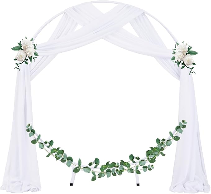 Socomi Wedding Arch Draping Fabric 2 Panels 29" x 19Ft White Sheer Chiffon Curtain Drapes 6 Yards for Wedding Ceremony Birthday Party Decoration