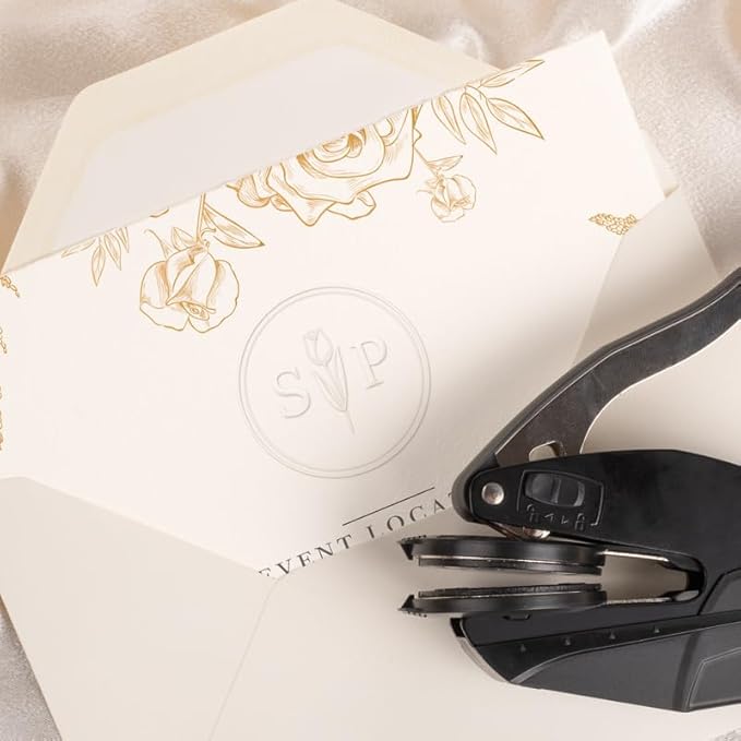 Personalized Wedding Embosser | Custom Made with Initials or Monograms for Couples | Elegant Designs for Stationery, Invitations, Napkins, and More (Design 1)