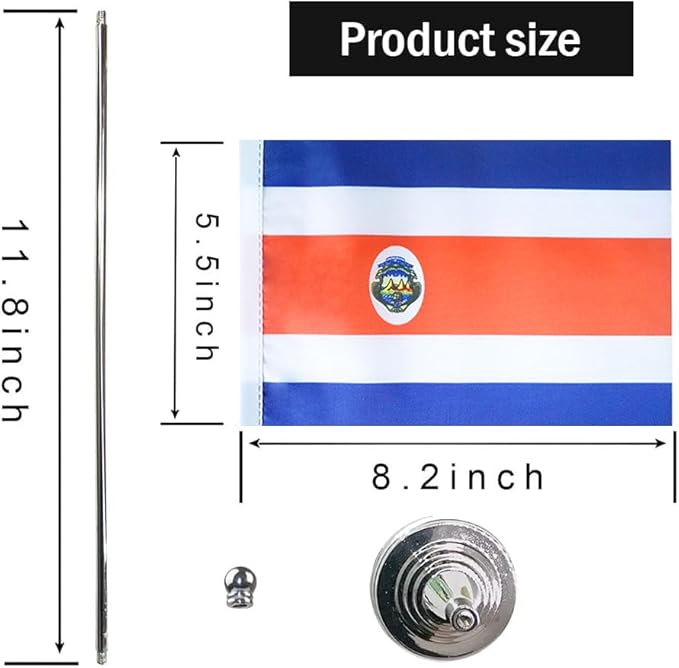 Costa Rica Flag Costa Rican Flags, Small Mini Costa Rican Desk Flag, Used for Table Office Classroom Home Patriotic Events Decorations