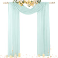 Socomi Wedding Arch Draping Fabric 29" x 20Ft 1 Panel Mint Green Sheer Outdoor Curtain Drapes Extra Long for Wedding Ceremony Birthday Party Decoration