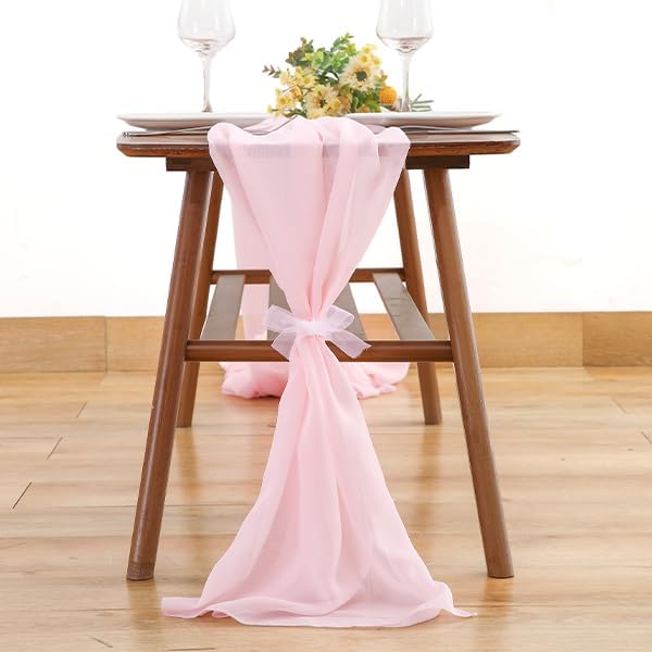 Wedding Arch Draping Fabric 2 Panels 18Ft Blush Chiffon Fabric Drapes Arbor Drapery for Wedding Ceremony Reception Swag Decorations