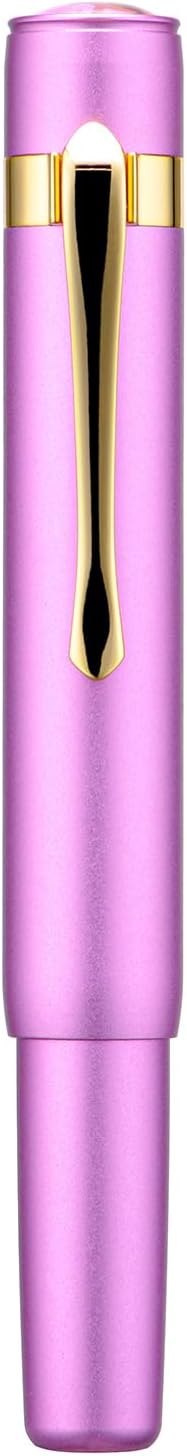 Hongdian M2 Black Forest Mini Fountain Pen, Long Blade Nib & Sleek Shape Aluminium Short Pocket Travel Pen (Lilac Purple)