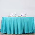 Efavormart Round Tablecloth, 132 Inch Stain & Wrinkle Resistant Washable Table Cloth, Decorative Polyester Fabric Table Cover for Banquet, Wedding, Dining- Turquoise